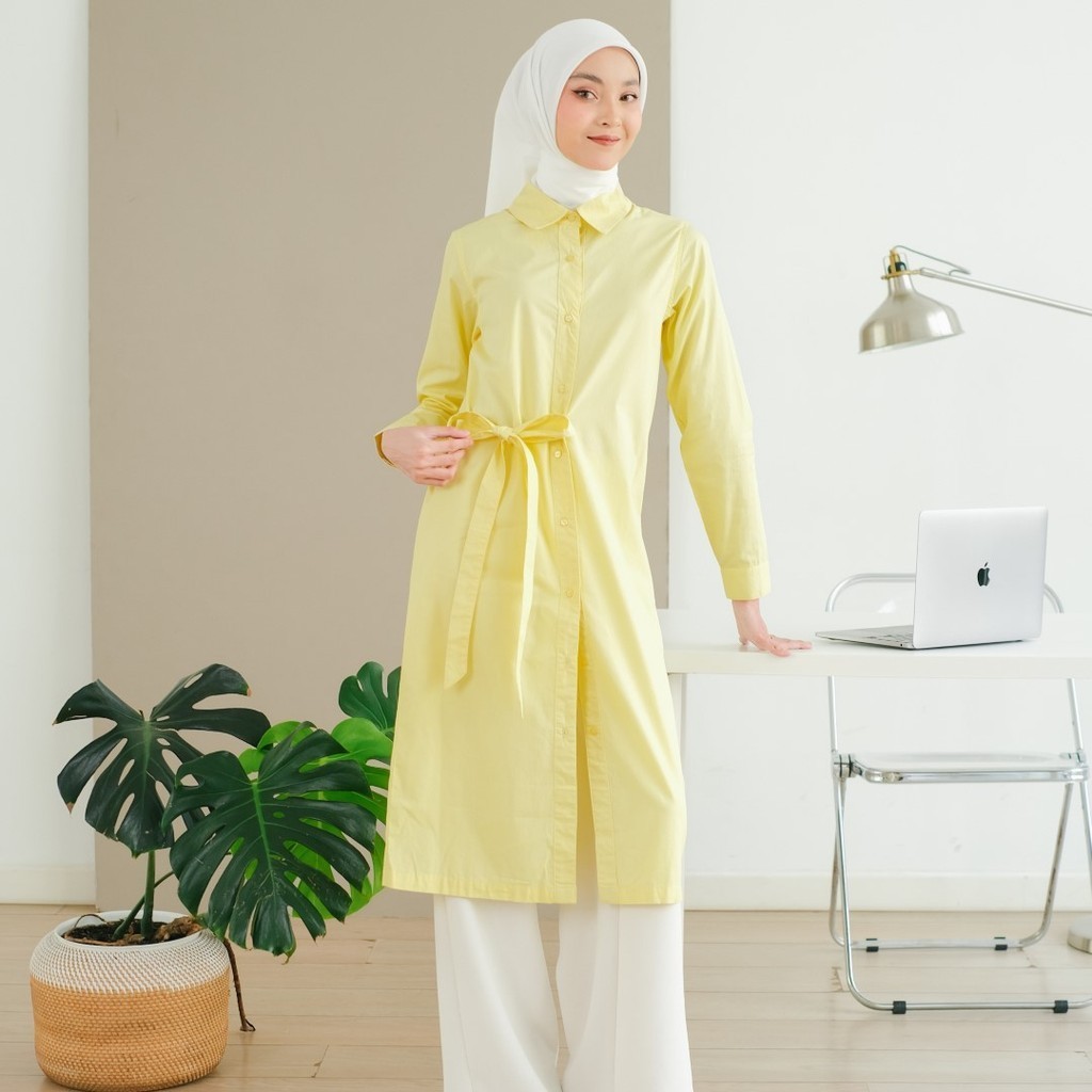 Zoya AZRAH Midi Dress - Tunik Wanita Wudhu Busui Friendly - Bahan Premium Cotton