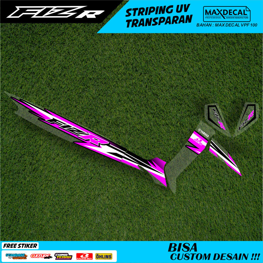 Striping Sticker Yamaha FizR Transparant UV Merah Hijau Biru Hitam Minimalis - RON Design