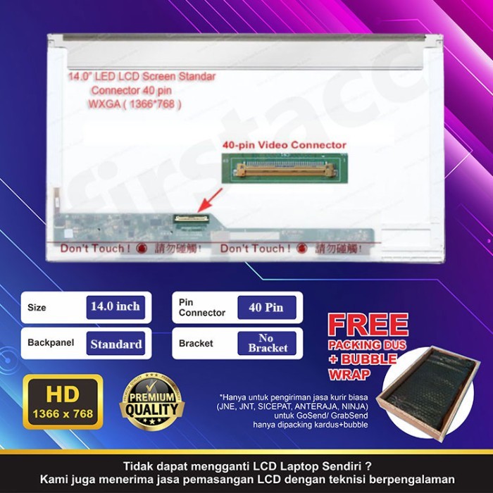 LCD LED Laptop ORI Toshiba Satellite C600 C600D C640 C640D 14.0" tebal