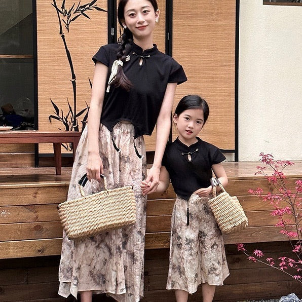 Tirta  2 Piece Couple Qipao Set /Setelan Qipao Couple Ibu Dan Anak Perempuan