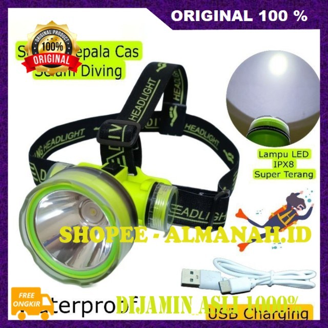 [BISA COD] Senter Selam Diving Headlight Senter Air Menyelam Senter Kepala Selam Senter Anti Air ASL