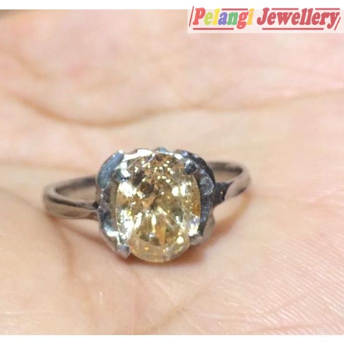 Cincin Titanium Wanita Batu Permata Brown Topaz Small HQ