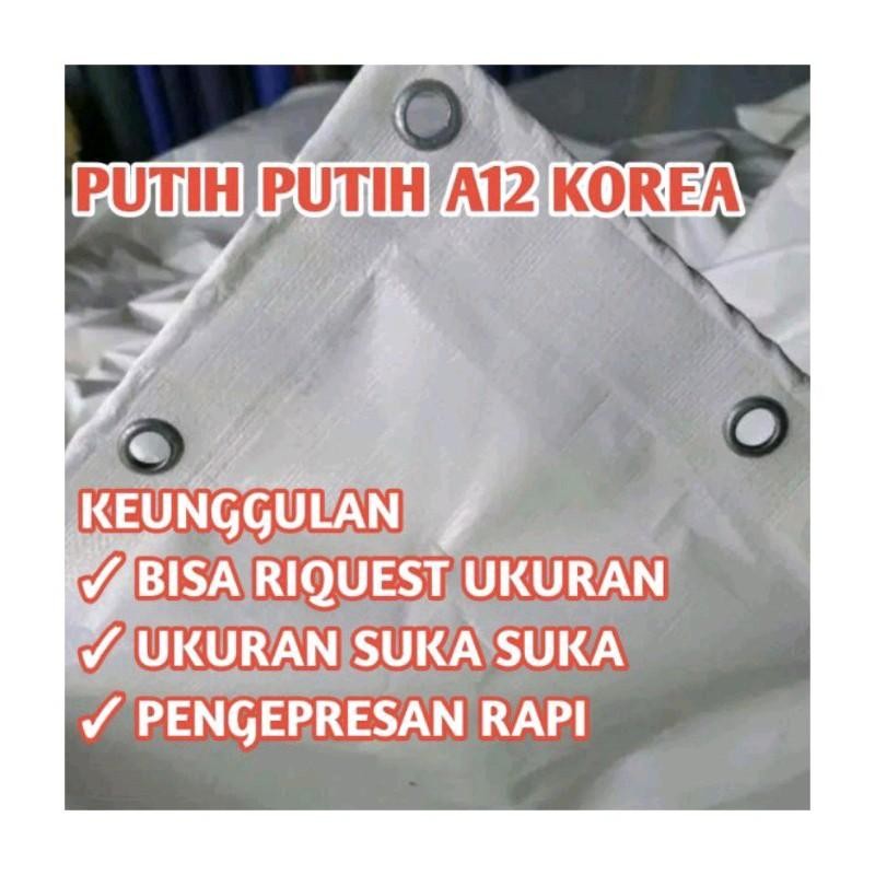 TERPAL WATERPROOF TERPAL TENDA NIKAHAN/TERPAL TEROP WARNA PUTIH- PUTIH UKURAN SUKASUKA