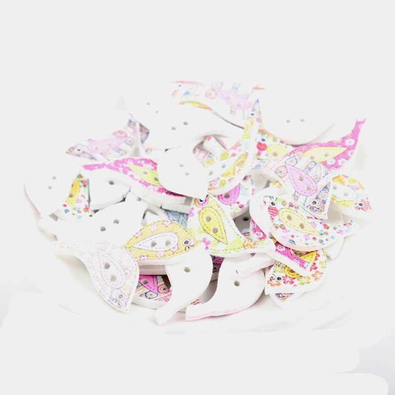 

30pcs mixed Colorful bird Pattern diy Wooden buttons Botones Handmade Accessories Decoration Scrapbooking Crafts 11x25mm