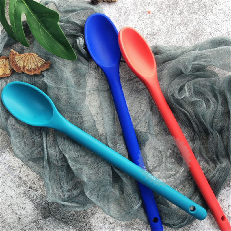 

Silicone Spoon Long Handle Spoon Cooking Baking Mixing Spoon Kitchen Restaurant Utensils Eco-Friendly Heat-resistant Utensils