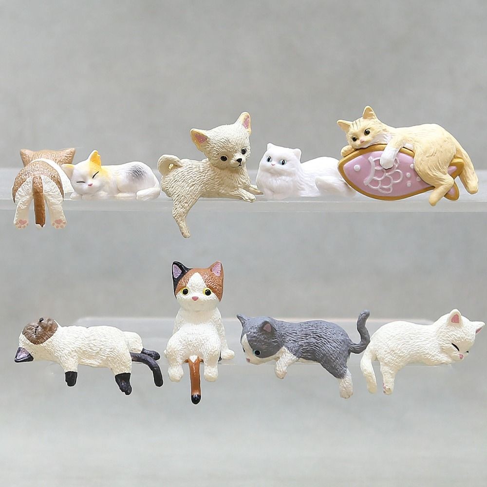 

Cute Lying Cat Ornaments Cartoon Cat Statue Mini Resin Kitten Figurine Animal Miniature Fairy Garden Doll House Decoration