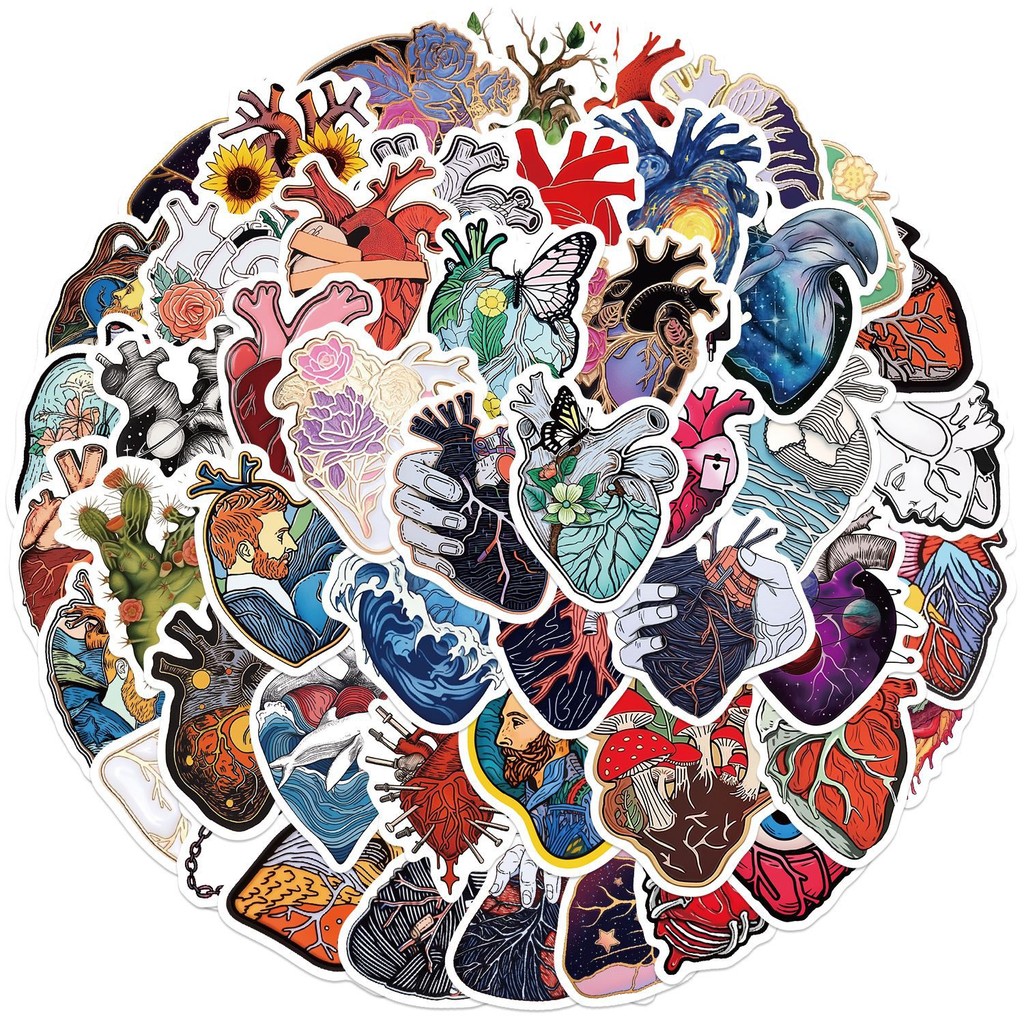 

10/30/52Pcs Cartoon Art Heart graffiti sticker For Suitcase Skateboard Laptop Luggage Phone Styling DIY Decal Pegatina