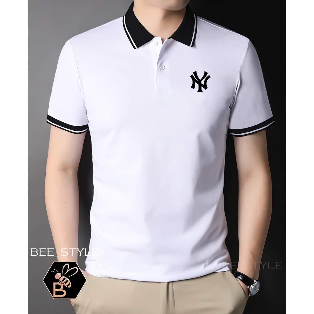 HAVANASTORE- Kaos Kerah Kombi Logo NY / Kaos Pria Logo NY / Polo Shirt Kerah Kombi