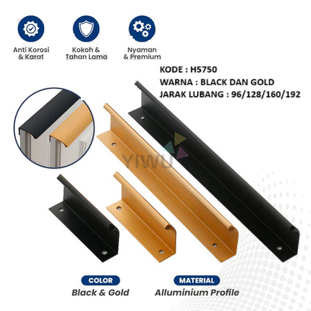 Tarikan Lemari Handle Lemari Handle Emas Hitam Gold Black Tarikan Laci Minimalis Panjang Modern Bula
