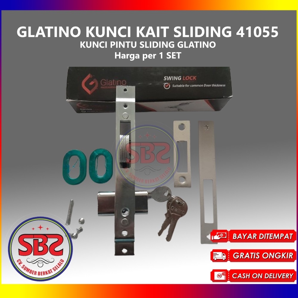 GLATINO Kunci Pintu Sliding KAIT Glatino 41055 / Kunci Pintu Almunium Sliding / Kunci Kait Pintu