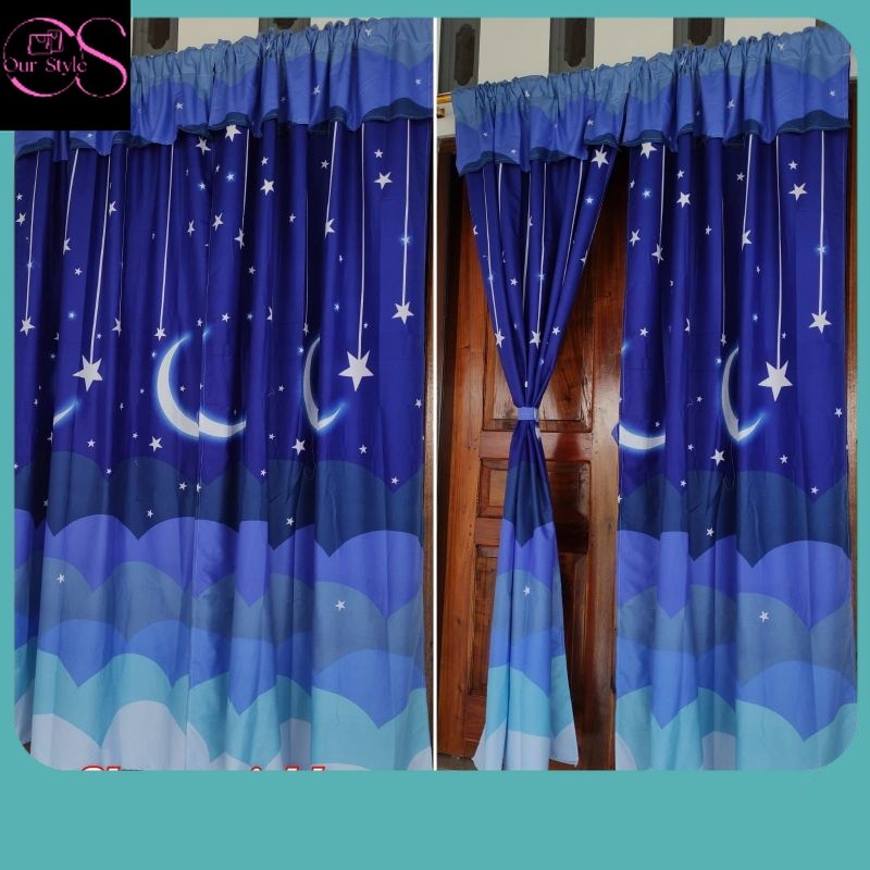 Gorden Termurah / Gorden Serut Motif murah  Gorden pony pintu gorden serut motif korden murah gorden