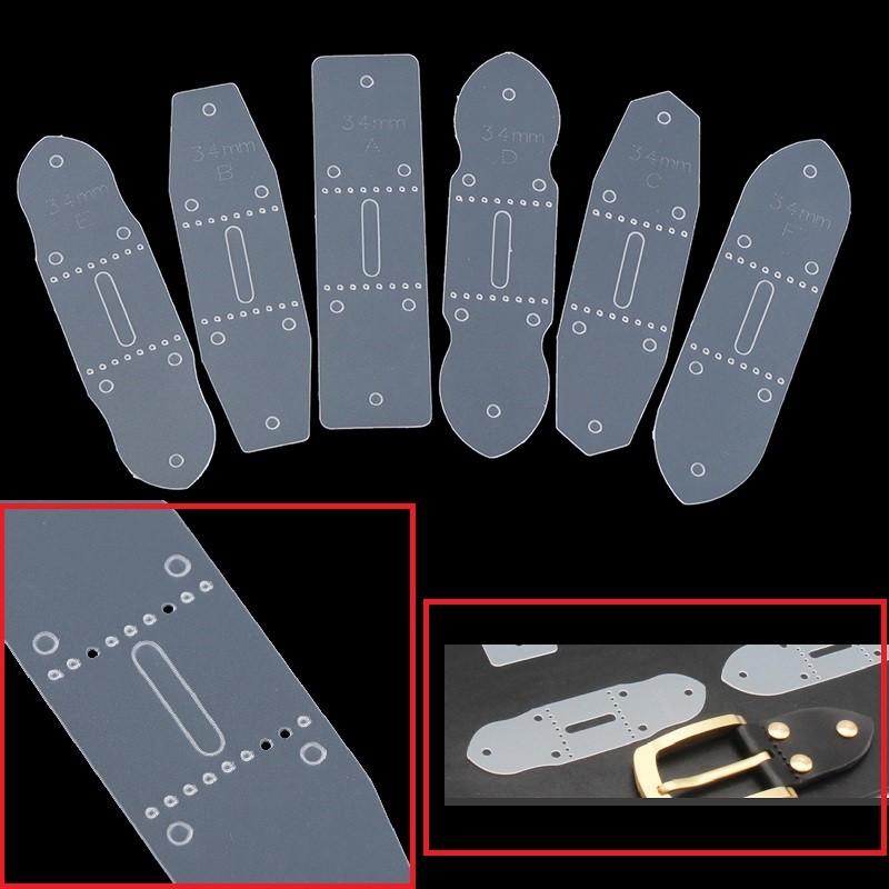 

6Pcs/Set 20/30/34/38/40mm PVC Leather Belt Buckle Head End Templates Punching Mould Stencil Tool DIY Leather Craft Tool