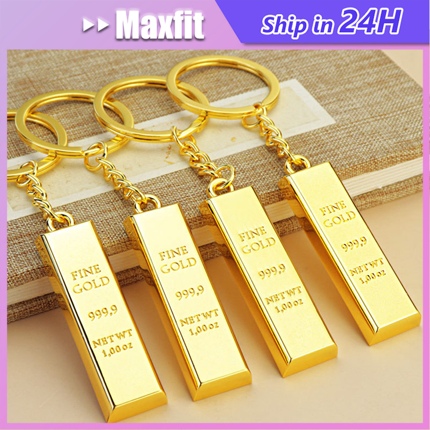 Gantungan Kunci Emas Batangan Imitasi Gold Bar Replika Bahan Logam Keychain Liontin Emas Batangan Ga