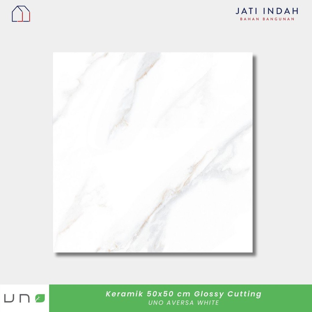 Keramik Lantai Glossy 50X50 cm Cutting UNO AVERSA WHITE (Mirip Granit)