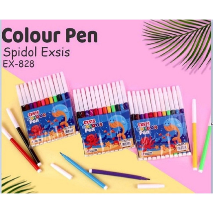 

SPIDOL MURAH EXSIS COLOUR PEN / PEWARNA 1 SET ISI 12 WARNA EX-828 A1B2C3
