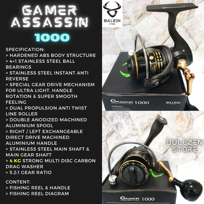 BULLZEN Reel Pancing GAMER ASSASSIN - Bonus TOPI G - 1000