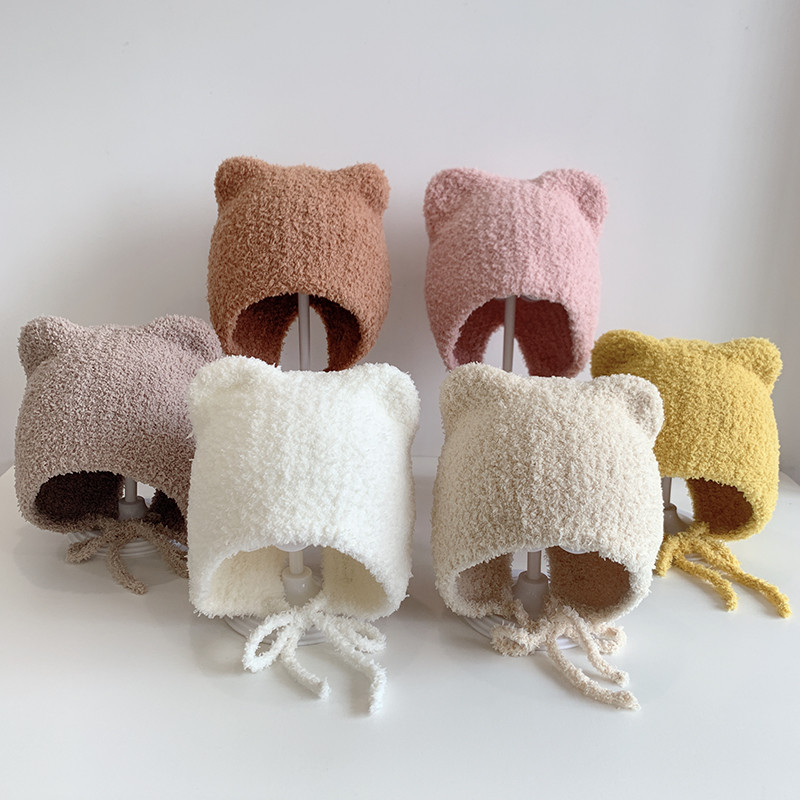 Winter Baby Beanie Cap Cartoon Ear Protection Soft Warm Knitted Hat For Boy Girl Toddler Cute Cat Cr