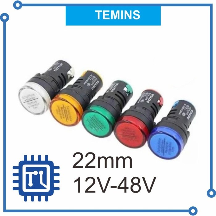 Pilot Lamp 22mm 12V 24V 48V Lampu Panel 12-48V Lampu Indikator AD16-22DS - Merah