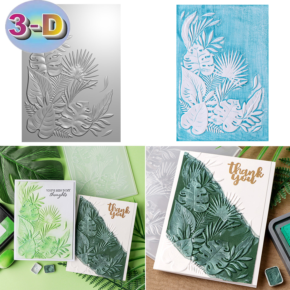 

New 3D Embossing Folder Tropic Leaves Corner Pattern Background For Adding Textured Detail To Paper Crafting DIY Project Making