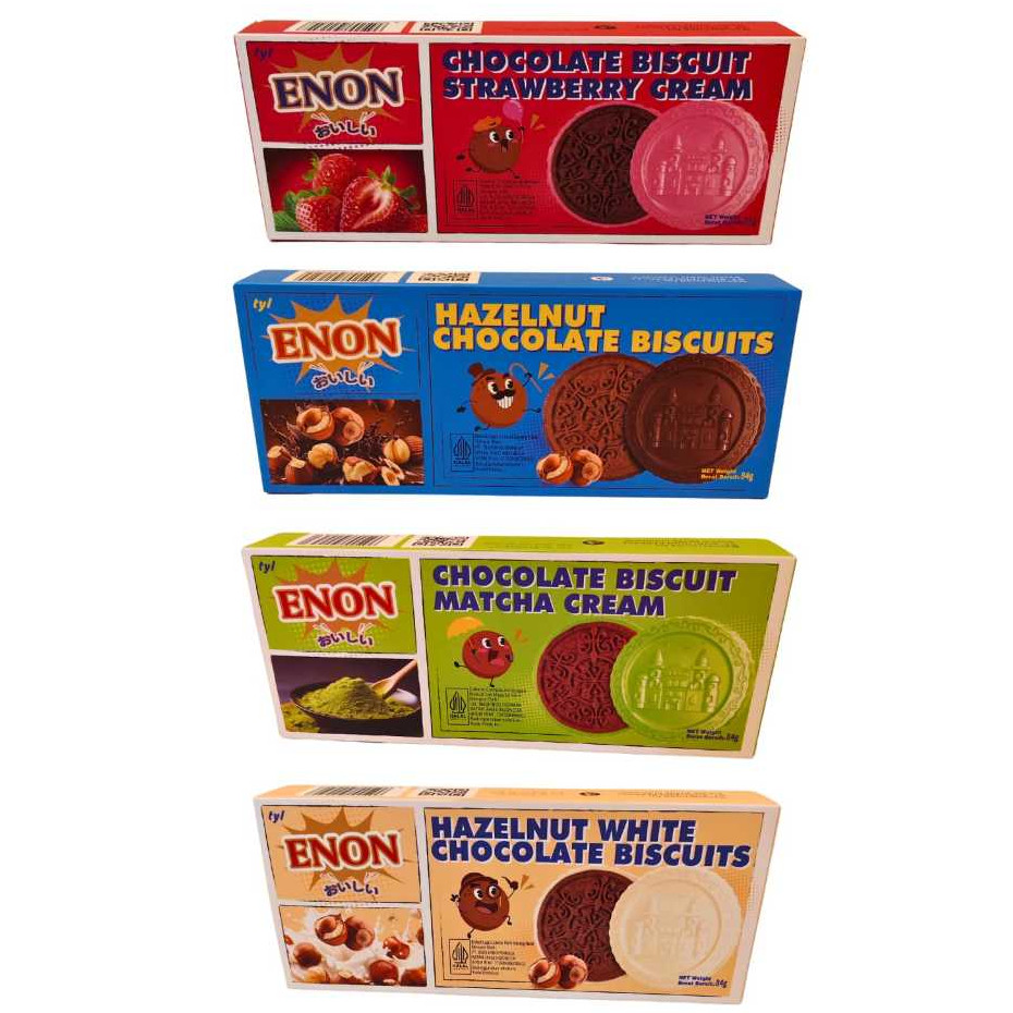 

ENON Choco Biscuits Hazelnut White Chocolate Biskuit Lapis #RIZKYSTORE#