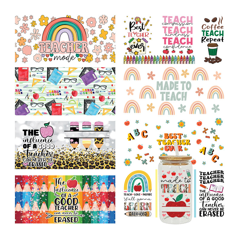 

UV DTF Transfer Sticker Teacher For The 16oz Libbey Glasses Wraps Bottles Cup Can DIY Waterproof Custom Decals D3768