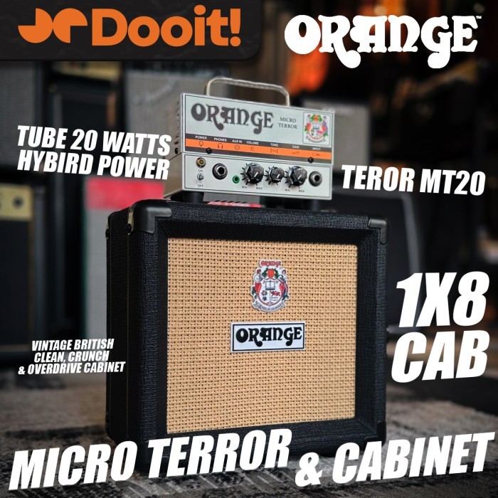 ORANGE MICRO TERROR Head & Cabinet PPC108 1x8 Ampli Tube Gitar Elektrik Guitar Amplifier - 20 Watt