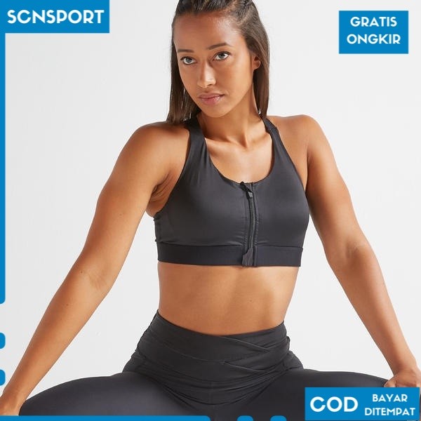 Domyos Sport Bra 900 Women'S Fitness Cardio Training ZipUp Black  8578234 SP1