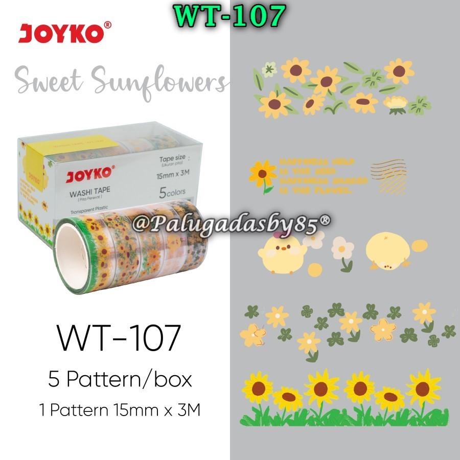 

(1 Set Isi 5 Pcs) GROSIR Washi Tape JOYKO WT-107 / Pita Perekat Selotip Plastik Warna Joyko WT-107