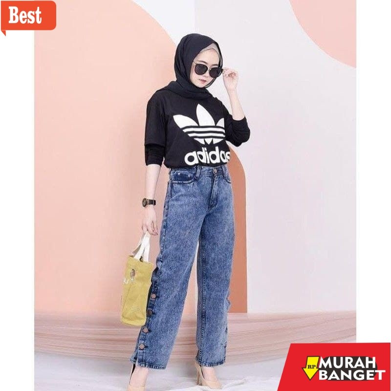 celana jeans wanita terbaru KULOT KANCING SAMPING JEANS PREMIUM/KULOT KANCING SAMPING