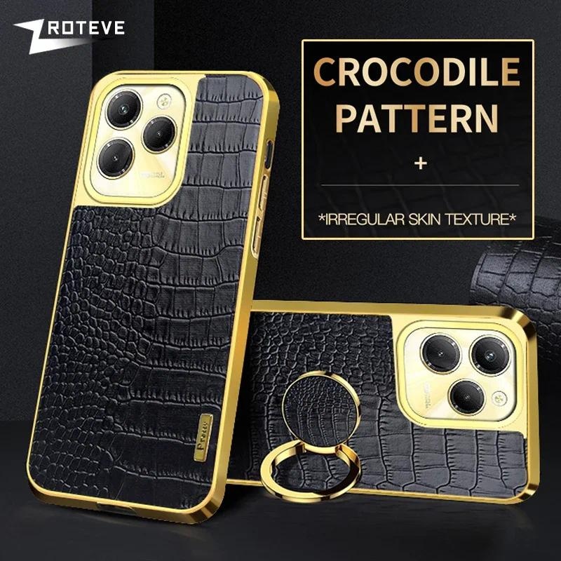 Casing HP Infinix Hot40 Pro Back cover kualitas unggul Crocodile Leather Ring Holder Soft Cover Untu