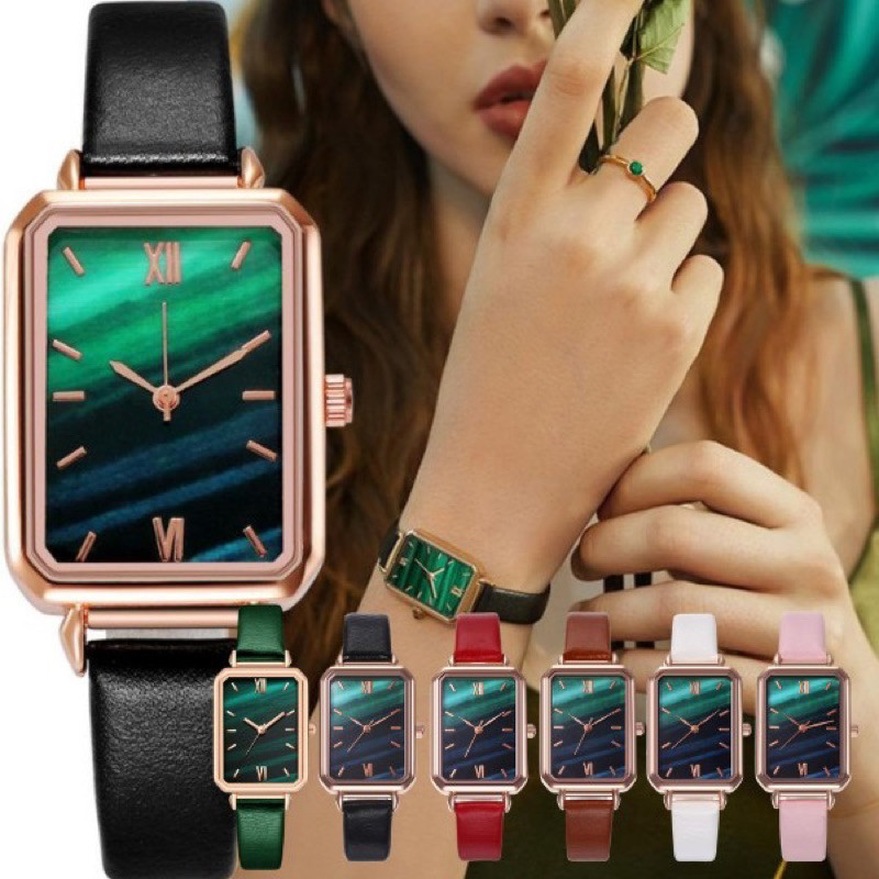 Jam Tangan Wanita Fashion Model Segi Strap Kulit DG-1213