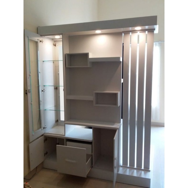 promo LEMARI PARTISI  CUSTOME MINIMALIS PENYEKAT RUANG TAMU MODERN 2 MUKA, FREE ONGKIR JABODETABEK