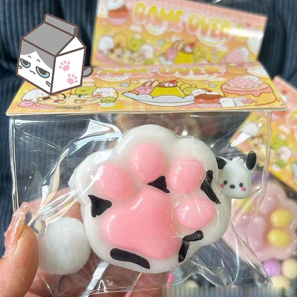 Mochi Taba Squishy NEW Fidget Toy Mini Kawaii Plush Cat Paw Colorful Soft Chubby Fuzzy Cute Cat Paw 