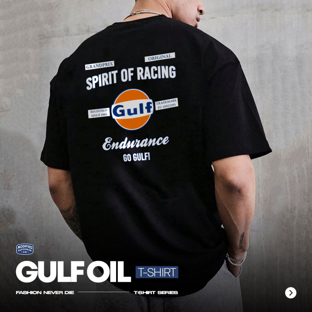 【STYLE】- kaos pria retro gulf oil otomotif modiifed autowear premium kaos vintage kaos mobil GULF OI