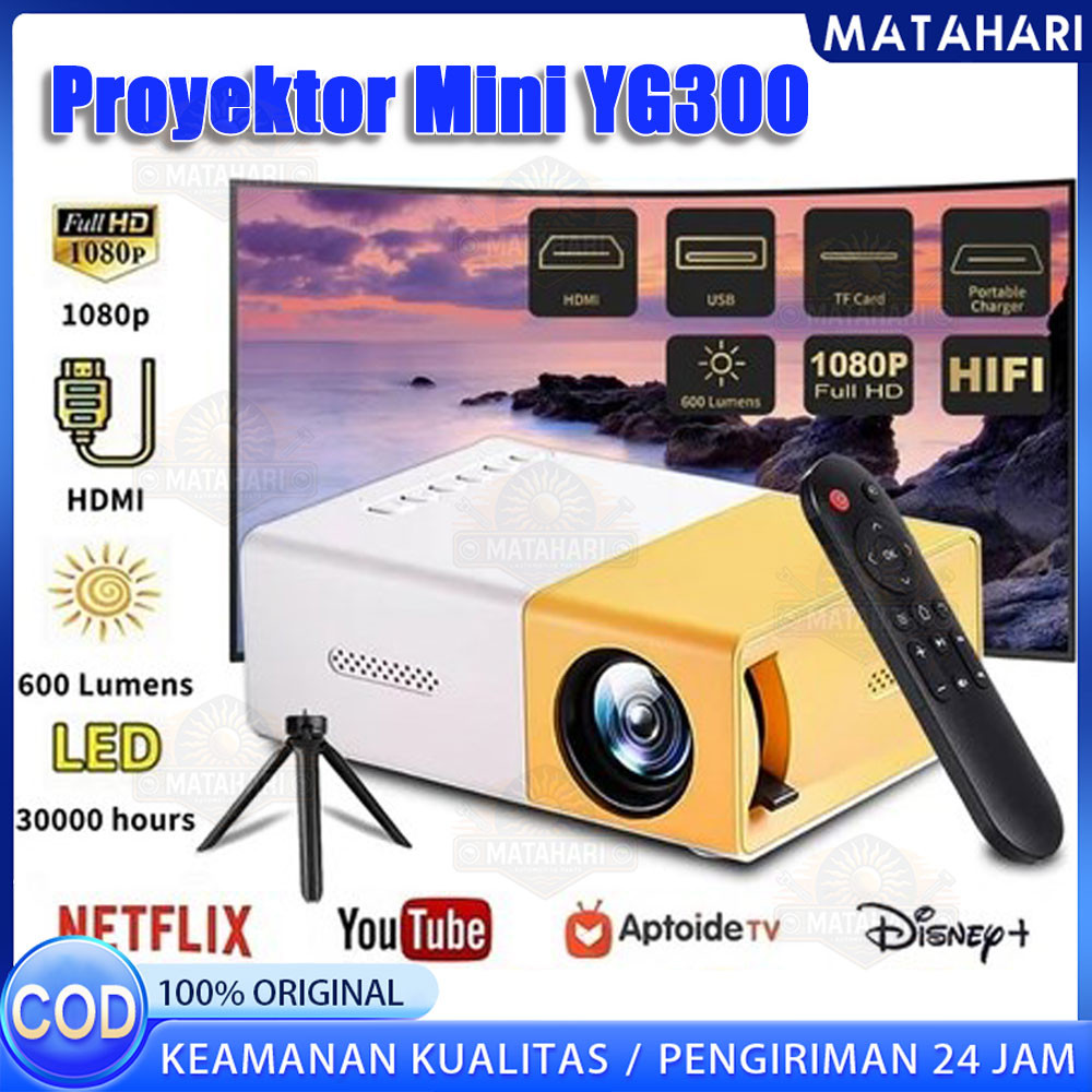 Mini Proyektor YG300 Proyektor LED Portabel Mini Projector Bioskop Bioskop Rumah Terbuka dengan PC