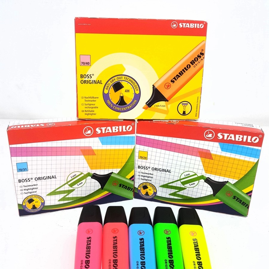 

Stabilo/Highlighter BOSS Warna PINK/HIJAU/KUNING/ORANGE/BIRU