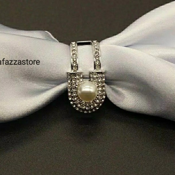 ✨BISA COD✨ - Bros Wanita Ring/cincin hijab jilbab scraf premium import - silver