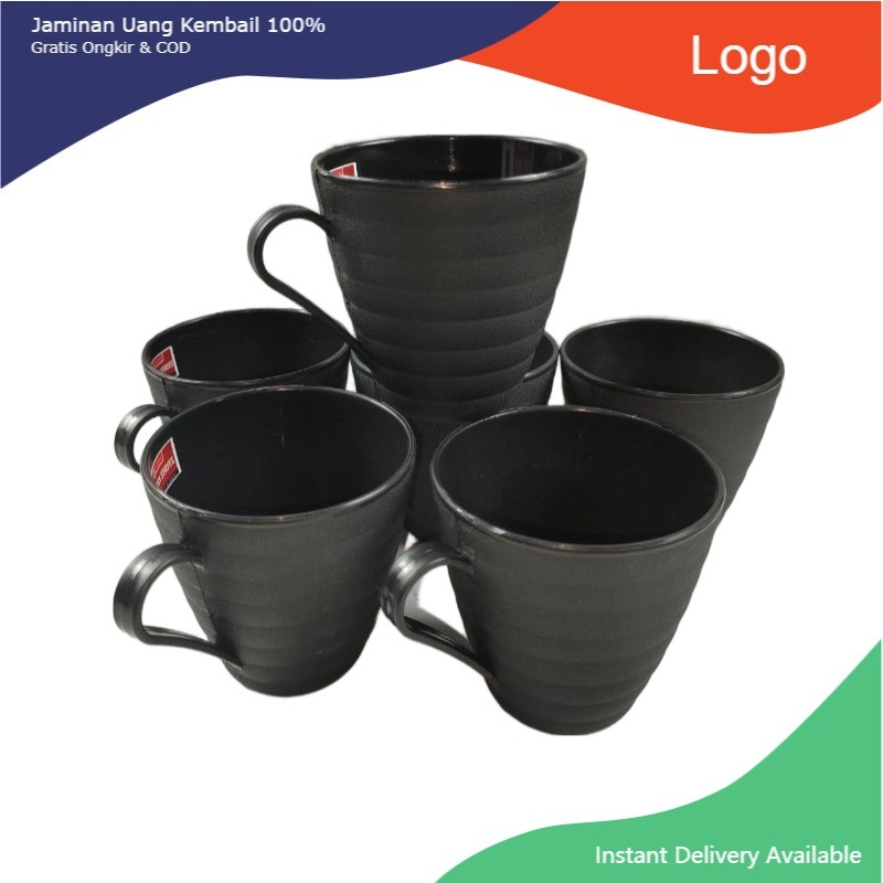 Cangkir Plastik Lusinan ISI 12 PCS  Cangkir Gelas Kopi Jadul Kecil Hitam set isi 12 pcs Cangkir plas