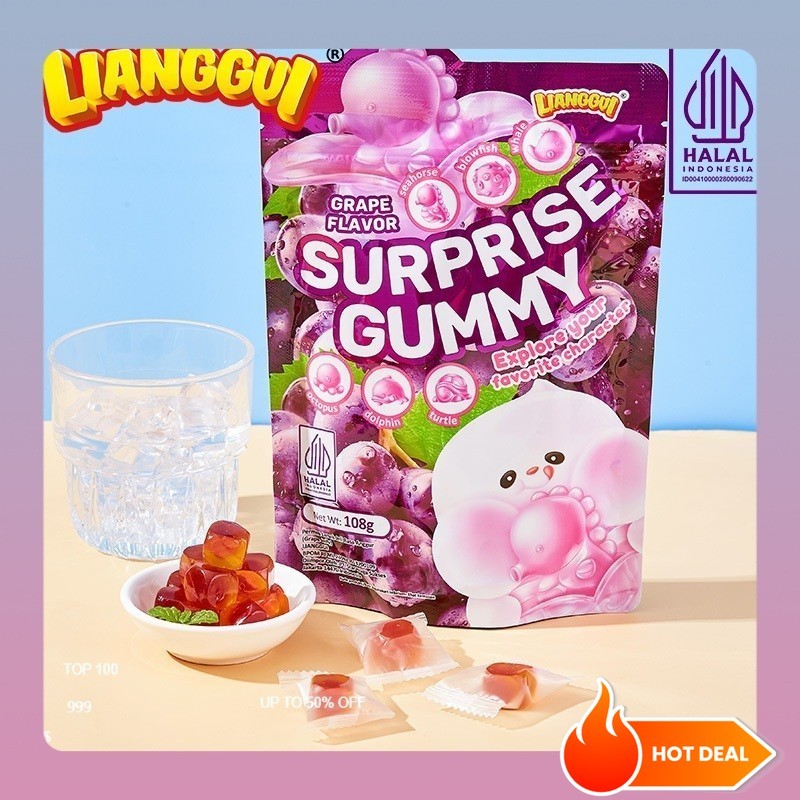 

[Hampers/Gift] LIANGGUI Suprise Candy 3 Varian Rasa | Permen Buah Rasa ( Mangga , Anggur dan Strawberry ) | HALAL Permen Viral Peeled Fudge 108g Permen