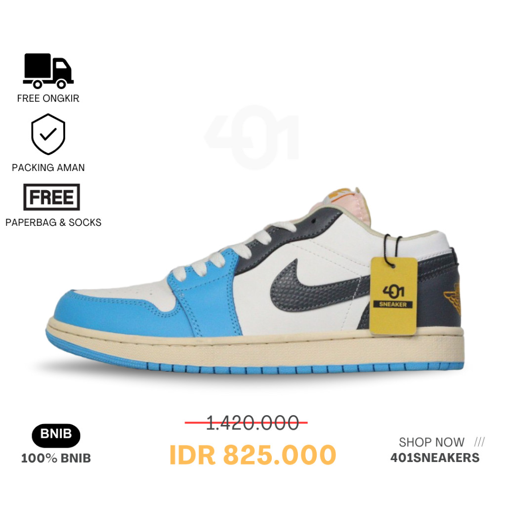 Sepatu Sneakers Nike Air Jordan 1 Low SE Tokyo Vintage UNC Grey Perfect Kicks 100% BNIB