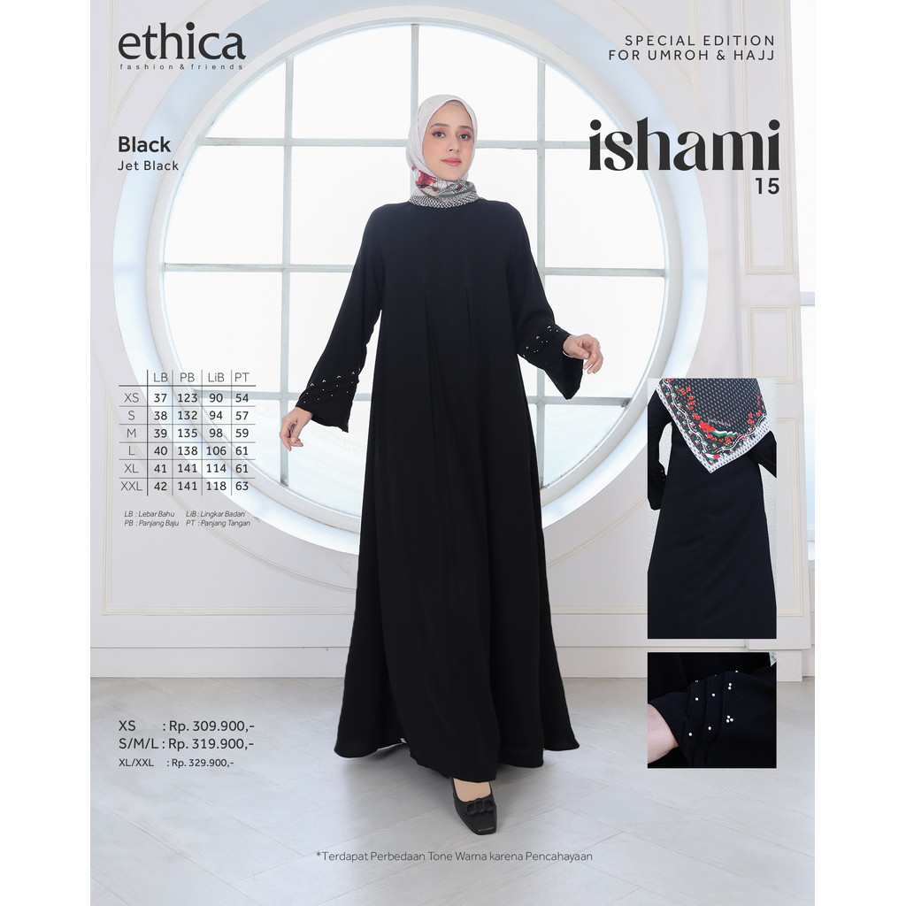 Ethica Ishami 15 Dress Panjang Gamis Wanita Basic/ Gamis Remaja Dewasa Warna Hitam