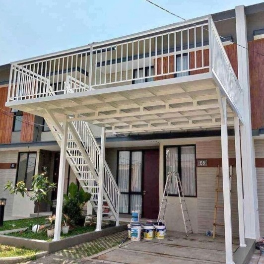 kanopi mezanin minimalis rangka besi hollow galvanis