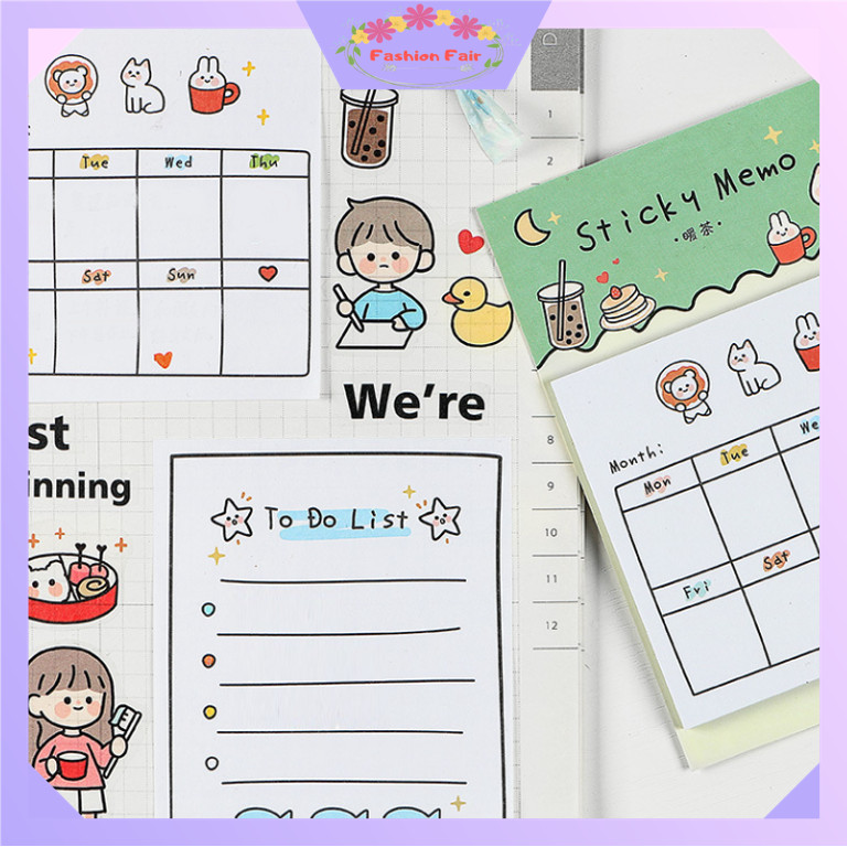 

Fashion Fair - S6381 Sticky Memo Planner / 30 Lembar Sticky Notes Aesthetic / Alat Tulis Sekolah Unik