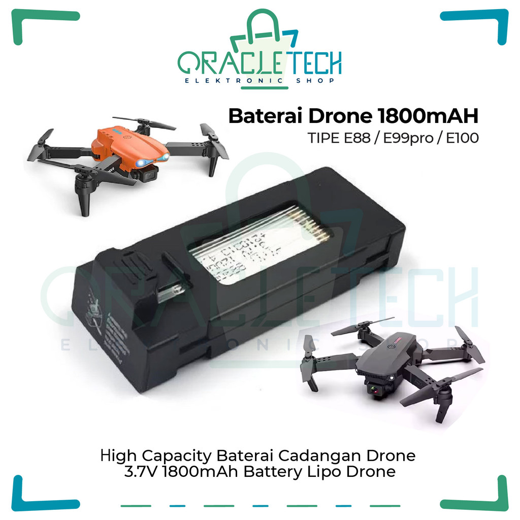 Baterai Drone E88 / E99pro / E100 Drone Battery 1800mAH Batre - OracleTech