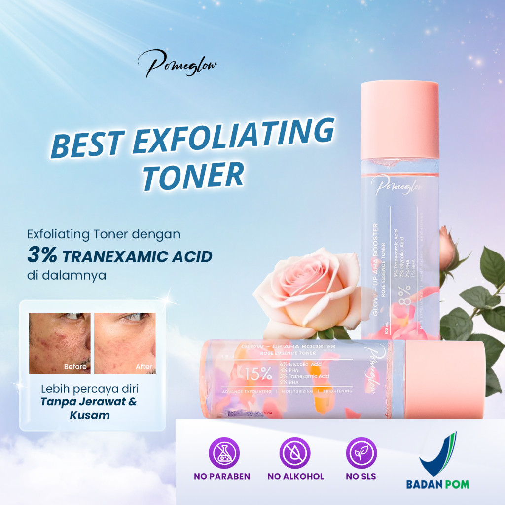 Pomeglow - Glow Up AHA Booster - Exfoliating Toner untuk Wajah & Tubuh