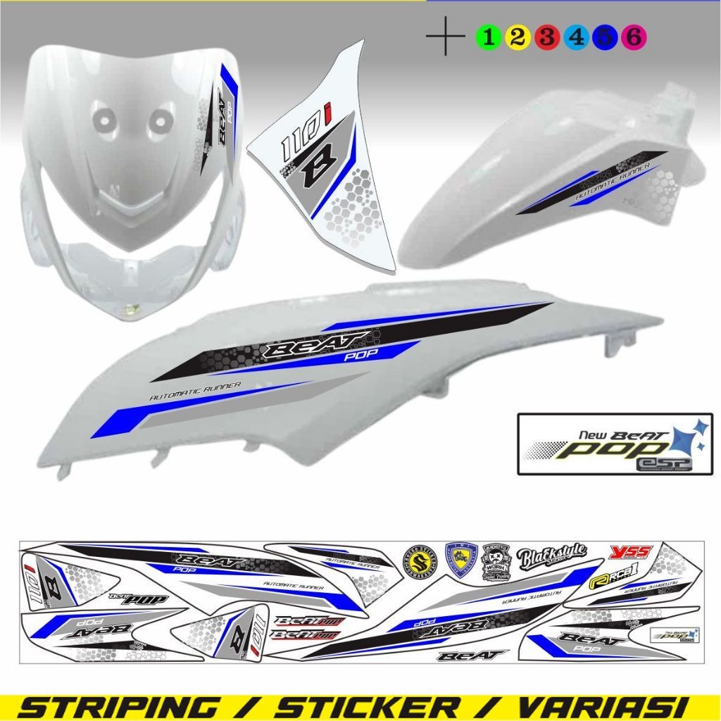 LIS MOTIF VARIASI STIKER MOTOR BEAT POP / VARIASI POLET STRIPING LIS BEAT POP