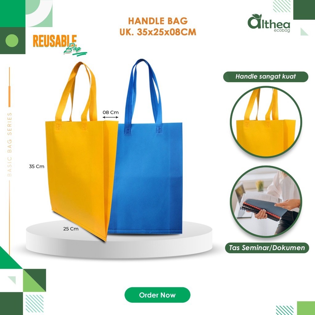 

ALTHEA Tas Polos Custom Tas Promosi Tas Spunbond Souvenir Tas Seminar Ukuran 35X25X08