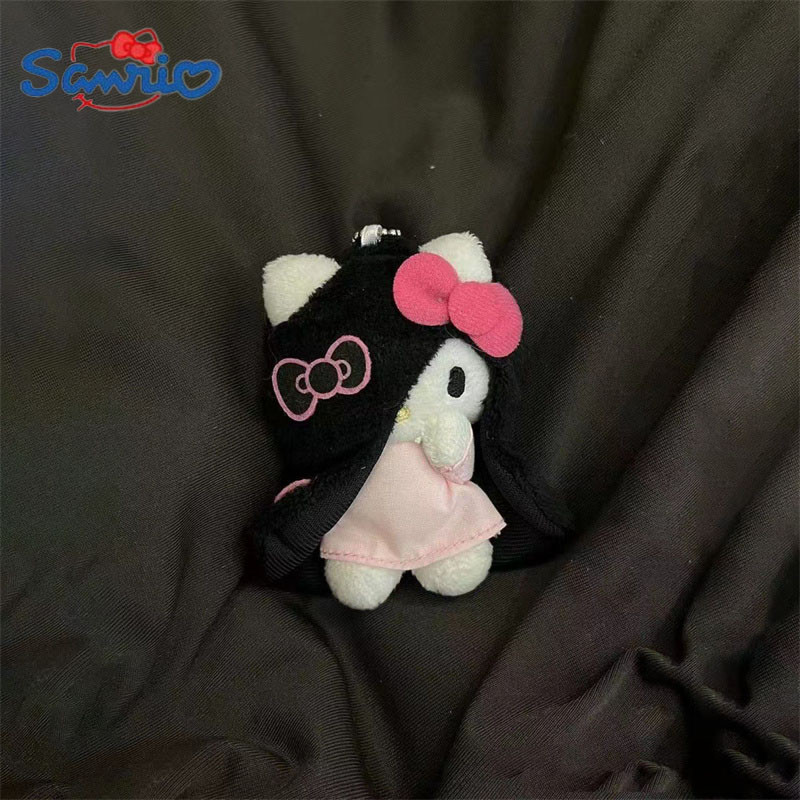 New Sanrio Hello Kitty Plush Doll Keychain Kawaii Halloween Sadako Kitty Plushie Pendant Keyring Wom