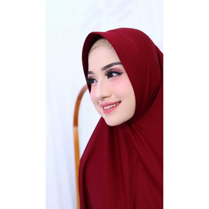 ✨TERLARIS✨ -Hijab Bergo Hamidah Jumbo XL Bahan Spandek Jersey Instan Khimar Syar'i - TAupe