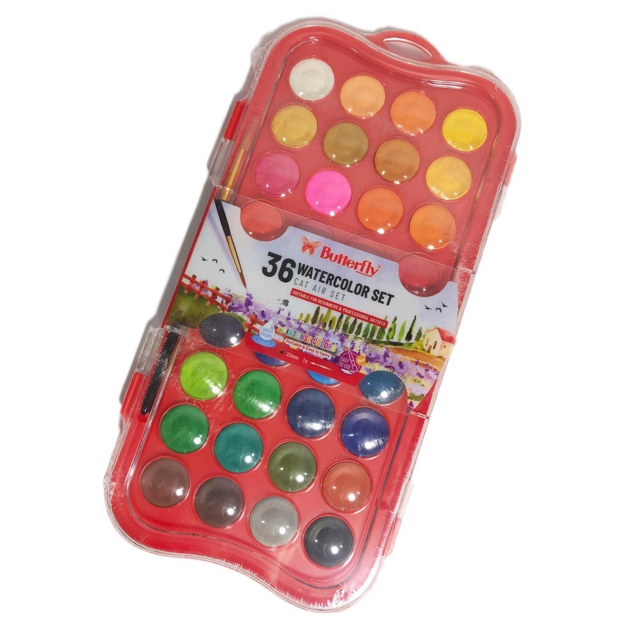 

WATERCOLOR SET 36 BUTTERFLY + 1 BRUSH ROUND / CAT AIR SET 36 BUTTERFLY